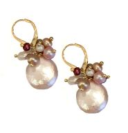 earrings_natural coin pearl clusters